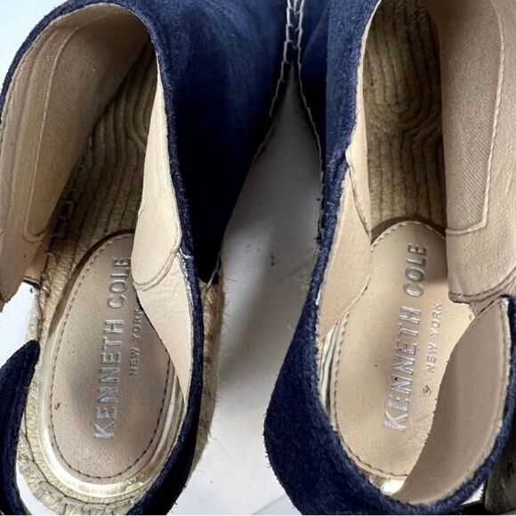 #328 KENNETH COLE Navy Suede Wedge Sandals - Picture 7 of 9